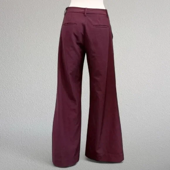 Banana Republic Red Brick Burgundy High Waisted Wide Leg Pants 4 - Picture 3 of 8